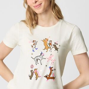 NWT J. Crew Colorful Dog Party Disco Graphic Shirt, Size Medium